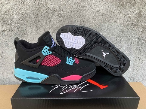 air jordan 4 retro shoes women-black/pink/blue